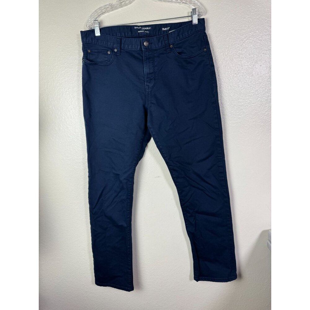 Banana Republic Navy Blue Mens Travel Jean Pants Slim Fit Size 35x32 30" Preppy
